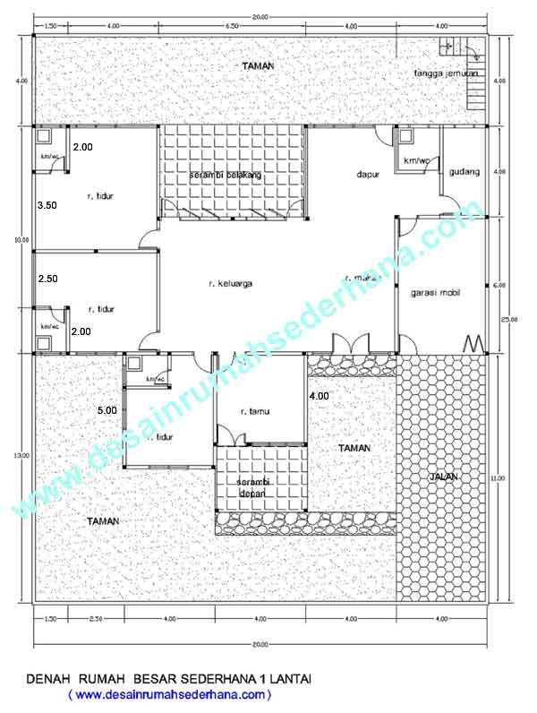 Desain Rumah Sederhana &gt;&gt; Gambar Denah Rumah Besar Sederhana 1 Lantai
