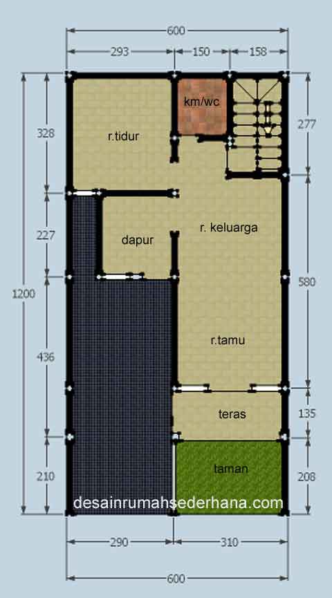 Desain Rumah Sederhana 2 Lantai Tanah 6 X 12 M