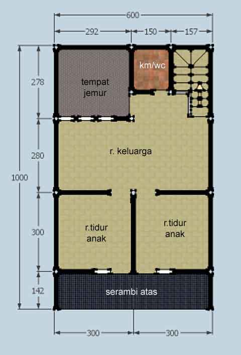 Desain Rumah Sederhana 2 Lantai Tanah 6 X 12 M