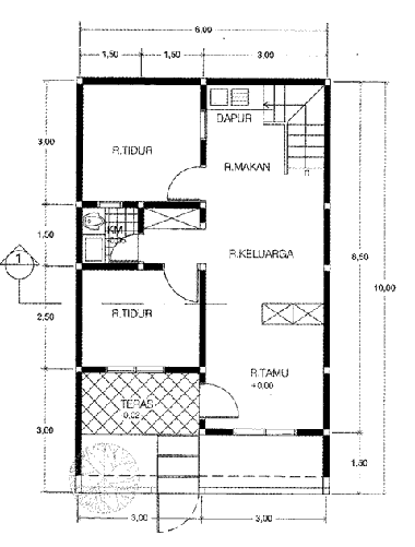 contoh gambar rumah sederhana  denah 1